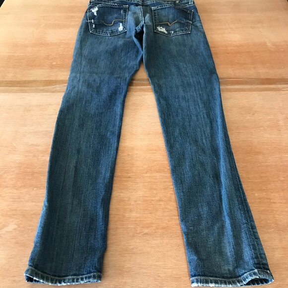 7 For All Mankind Josefina Skinny Jeans Women 25 Blue Low Rise Distressed 17226 - Picture 2 of 15